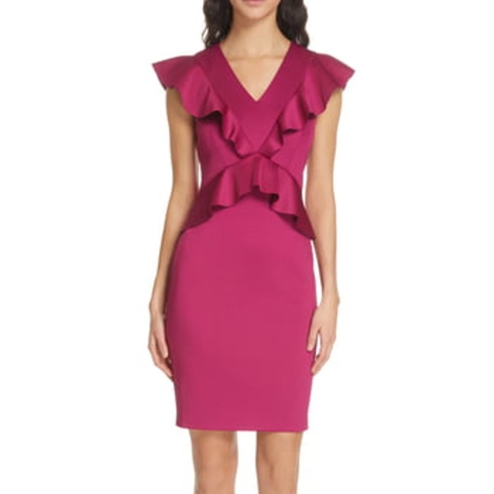 CLEARANCE Ted baker Alair rufffle v neck scuba dress FINAL PRICE - Picture 11 of 13